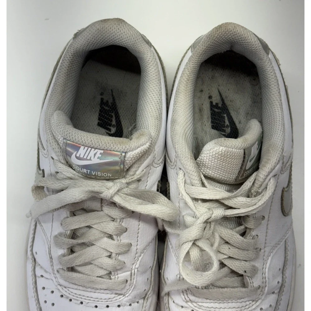 Nike Women's Size 6 Court Vision Low‎ White/Iridescent sneakers - CW5596-100